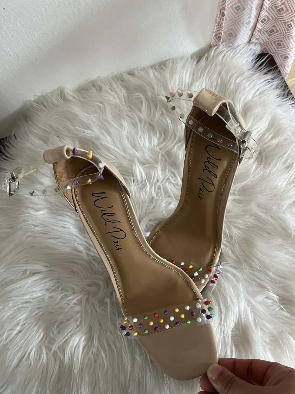Wild Pair Nude Studded Ankle-Strap Stiletto Heels New Whithout Label